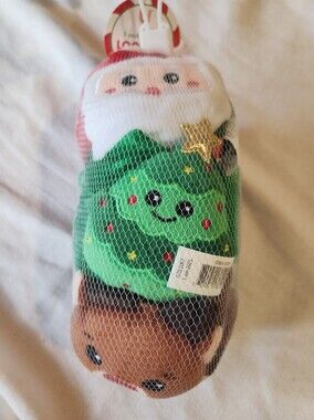 USTYLE Christmas Character Loofahs Santa Tree Reindeer 3 Pack NWT